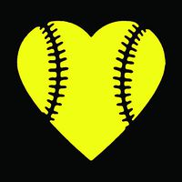 KCD Heart Softball Love Vinyl Decal Sticker|Cars Trucks Vans Walls Laptops Cups|Yellow|5.5 in|KCD874Y