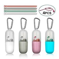 Reusable Straws, Set of 4 Silicone Straws, 7.9 Inch Food Grade Silicone Smoothie Straws, Collapsible Drinking Straws with Carrying Case and Straw Squeegee