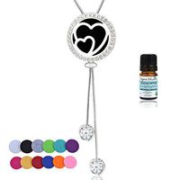 Anavia Crystal Essential Oil Diffuser Slider Necklace Gift Set for Valentine's Day Women Girl, 0.98" Heart Aromatherapy Pendant, 1 Aroma Oil (Lavender, Lemongrass, Eucalyptus), 12 Refill Pads