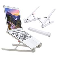Elekin Laptop Stand, Portable MacBook Stands, Foldable Desktop Notebook Holder, Adjustable Eye-Level Ergonomic Laptop Riser for Notebook Thinkpad MacBook Pro/air, Aluminum Metal (White)