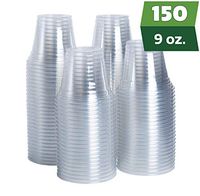 [150 Count] 9 oz. Clear Plastic Party Cups - Plastic Wine Tumblers