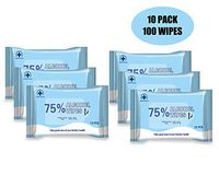 Alcohol Detergent Wipes (10Pack, 100Wipes), Large Alcohol Wet Wipes (7.1"x5.5"), 75% Portable Hand Alcohol Wipes for All-Purpose Cleaning