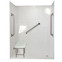 Ella's Bubbles 6036 BF 5P 1.0 R WH SP24 Standard Multi-Piece Barrier Free Roll In Shower