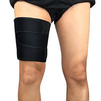 AiLike Adjustable Thigh Support Brace Compression Leg Wraps Sleeve for Hamstring Muscle Strain Injuries Pain Relief Recovery (Black-Black)