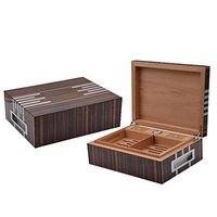 Lxc Custom Ebony & Walnut Wood Tape with Moisturizing Frame Cedar Cigar Humidor