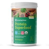 Amazing Grass Protein Superfood: Organic Vegan Protein Powder, Plant Based Meal Replacement Shake with 2 servings of Fruits and Veggies, Unflavored, 12 Servings, 12.7 Ounce