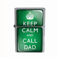 Wind Proof Dual Torch Refillable Lighter Keep Calm and Call Dad Design-020