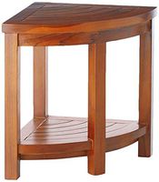 ALATEAK Corner Wood Bath Spa Shower Stool Table Bench Shelf Storage Fully Assembled 15"