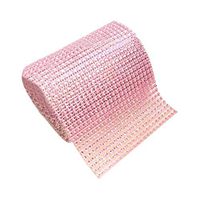 1 Yard Sparkle Rhinestone Plastic Ribbon Roll Mesh Wrap Wedding Decoration - Pink