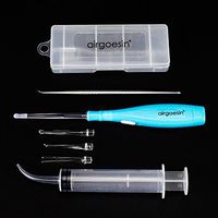 Airgoesin New Version Lighted Tonsil Stone Removing Tool, 3 Tips, Case + 1 Stainless Steel Tonsillolith Pick + 1 Irrigation Syringe Curved Tip Oral Rinse