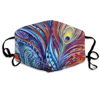 Colorful Peacock Feathers Dust Mask,Washable and Reusable Cleaning Gardening Outdoor Activities Warm Windproof Mask