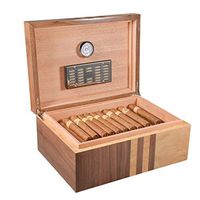 Humidors Cigar Double Cigar Storage Box 70 Cigar Cedar Wood Cigarette Case Equipped with Humidifier and Hygrometer (Color : Yellow, Size : 263615cm)