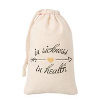 Ling's moment 10pcs 4"x6" Classy in Sickness and in Health Hangover Kit Bachelorette Party Gift Bags Wedding Cotton Muslin Welcome Favors Hen Weekend Stag Party Recovery Kit Bags