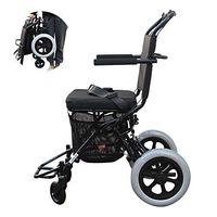 EGCLJ Elderly Transport Wheelchair - Fold Up Rollator Walker - Lightweight Folding Wheelchair - for Elderly Disabled