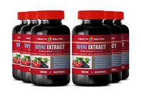 Energy Boosting Vitamins for Women - oxidative Stress Supplements - Wine Extract ANTIOXIDANT Complex 1200MG - Pomegranate Supplements for Women - 6 Bottles 360 Capsules