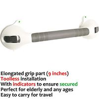 AmeriLuck Suction Bath Grab Bar 16.5" with Indicators, Bathroom Shower Handle (White, 1 Pack)