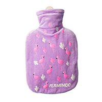 Taimot Cartoon Warm Palace Hand Warmer Flamingo Cactus Rubber Hot Water Bottle Explosion-Proof and Leak-Proof Cloth Cover Hot Water Pouch for Pain Relief