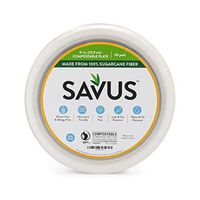 SAVUS 9-inch Round Disposable Plates, [50 count] - 100% Compostable Eco-Friendly Sugarcane Fiber Bagasse Heavy Duty Tree Free Plastic Free Party Paper Plates 9"