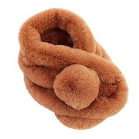 Theoylos Women's Solid Color Scarf Outerwear Bib Faux Fur Scarf Warm Scarf Winter Fleece Ultra Soft Scarf Khaki