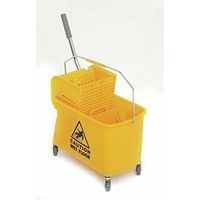 HUBERT Mop Bucket with Side Press Wringer 21 Quart Yellow Plastic - 10 1/2"L x 26 1/2"W x 24"H
