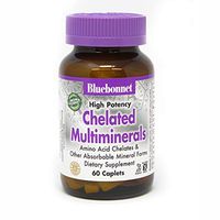 BlueBonnet Albion High Potency Chelated Multiminerals Caplets with Iron, 60 Count