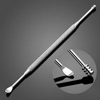 Rurah Portable Double-ended Stainless Steel Spiral Earpick Spoon Ear Wax Removal Cleaner Ear Care Beauty Tool Kit Silver Color