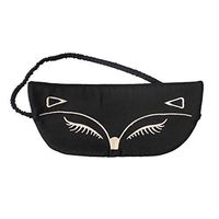 Natural Silk Fox Sleeping Eye Mask with 2 Earplugs, Paciffico Adjustable Strap Eye Cover Sexy Blindfold Eye Shade for Travel/Nap/Meditation,Black