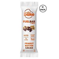 Buff Bake Fuel Bar + MCT | KETO FRIENDLY | Plant Based | Non-Dairy | Vegan |12g of Protein | 1g Sugar | 4g Net Carbs | Gluten Free (12 Count, 50g) (Peanut Butter Cacao, 12 Count)