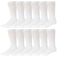 12 Pairs of King Size Diabetic Neuropathy Crew Socks (13-16, White)
