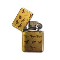 Mustang Horse Pattern Gold Flip-Top Refillable Lighter