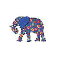 Elephant Sticker Blue Flower Decal by Megan J Designs - Laptop Window Car Vinyl Sticker