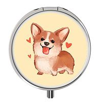 Pill Case - Compact 3 Compartment Medicine Organizer, Customized Round Pill Box for Pocket Traveling and Daily Needs - Corgi