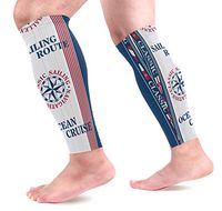 KEAKIA Sailing Route Calf Compression Sleeves Shin Splint Support Leg Protectors Calf Pain Relief for Running, Cycling, Travel, Sports for Men Women (1 Pair)