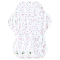 think ECO [ Promotion ] [Petit Franc 3p] Organic Reusable Cotton Pads, Menstrual Pads, Sanitary Napkins, Petit Franc Pattern, 3 Pads. (PF Night Pads)