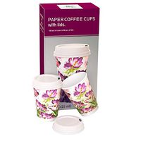 (100 Count) 12 OZ Disposable Double Walled Hot Paper Coffee Cups With Lids-No Sleeves Needed Insulated for Hot Cold Beverage Drinks
