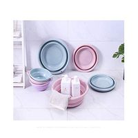 Silicone Portable Camping Folding Wash Basin Round Lightweight Collapsible Bucket Travel Washing Dish Tub Space Saving Kitchen Storage Tray for Home Camping Outdoor Kitchen BBQ (One Size, Purple)