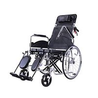 FXNN Transport Wheelchair Wheelchair - Can Lie Down, Multi-Function Handle, Toilet Bowl Design, Steel Plate Plating Elderly Disabled Wheelchair Walker (Color : Black)