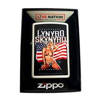 Zippo Custom Lighter - Matte White Lynyrd Skynyrd Bikini Woman American Flag Southern Rock Music