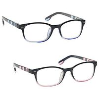 The Reading Glasses Company Black Blue & Pink Soft Stripe Readers Value 2 Pack Womens Ladies Spring Hinges RR40-34 +3.50