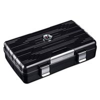 JUFU Cigar Box Cigar Box, Cigar Humidor Portable Waterproof Cigar Box Cigar Scissors Set Can Be Loaded with 10 2 Colors Optional @@ (Color : Black)
