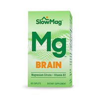 SlowMag Mg Brain Magnesium Citrate + Vitamin B2 Supplement, 60 Count