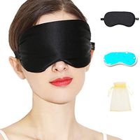 Silk Sleep Eye Mask with Reusable Ice Pack, Replacement Cover for USB Heated Mask, Removable Cooling Eye Pillow, Cold Relief for Headache/Migraine Relief/Sinus Pain/Puffy Dry Eyes/Compress Mask(Black)