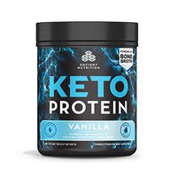 Ancient Nutrition KetoPROTEIN Powder Vanilla, Keto Protein Diet Supplement, High Quality Low Carb Proteins and Fats from Bone Broth and MCT Oil, 17 Servings