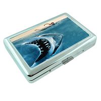 Shark Attack Em1 Hip Silver Cigarette Case Id Holder Metal Wallet 4" X 2.75" RFID Protection