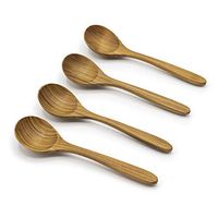 Round Wood Soup Spoons, Teak Tableware and Flatware Handcrafted from High Moist Resistant Teak, Healthy Spoons, 100% Eco-friendly Spoons from Faay