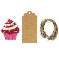 Wrapables Set of 50 Cupcake Bag Clips with 20 Scalloped Gift Tags/Kraft Hang Tags and Free Cut Strings for Baked Goods, Cake Pops, Party Favors, for Sealing Goody and Treat Bags, and Cello Bags