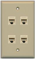 RiteAV 1 Gang 4 Port Cat5e Wall Plate - Ivory