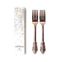 Rose Gold Plastic Vintage Forks -Set of 8 - Disposable Forks