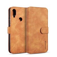 JUNXI Phone case Phone Cover Retro Oil Side Horizontal Flip Case for Xiaomi Redmi Note 7, with Holder & Card Slots & Wallet (Brown) Simple and Comfortable (Color : Brown)