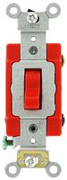 Leviton 1224-2R 20 Amp, 120/277 Volt, Toggle 4-Way AC Quiet Switch, Extra Heavy Duty Grade, Self Grounding, Back and Side Wired, Red